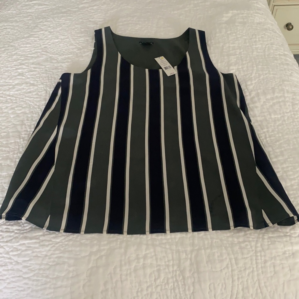 Theory Aleukia Morris Stripe silk tank In Spruce